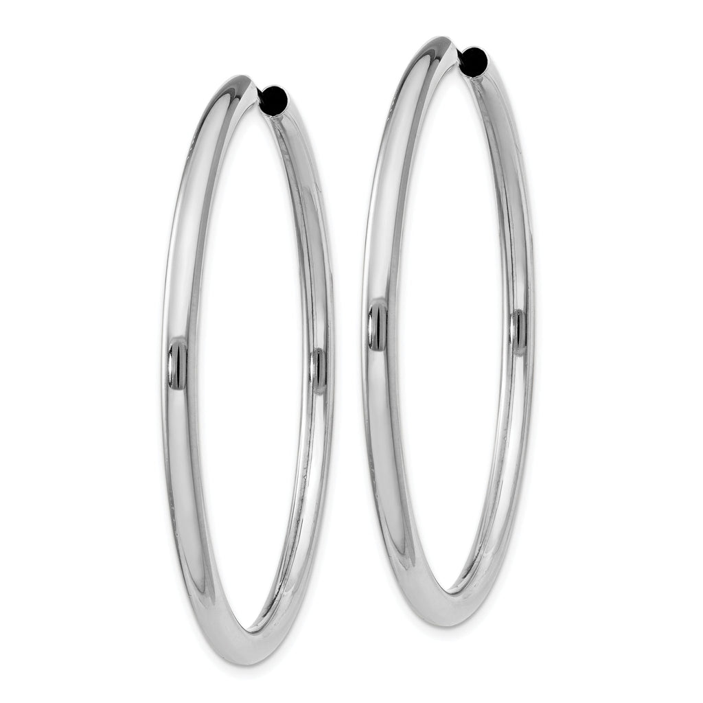 Sterling Silver Rhodium-Plated Endless Hoop Earrings with Polished Finish