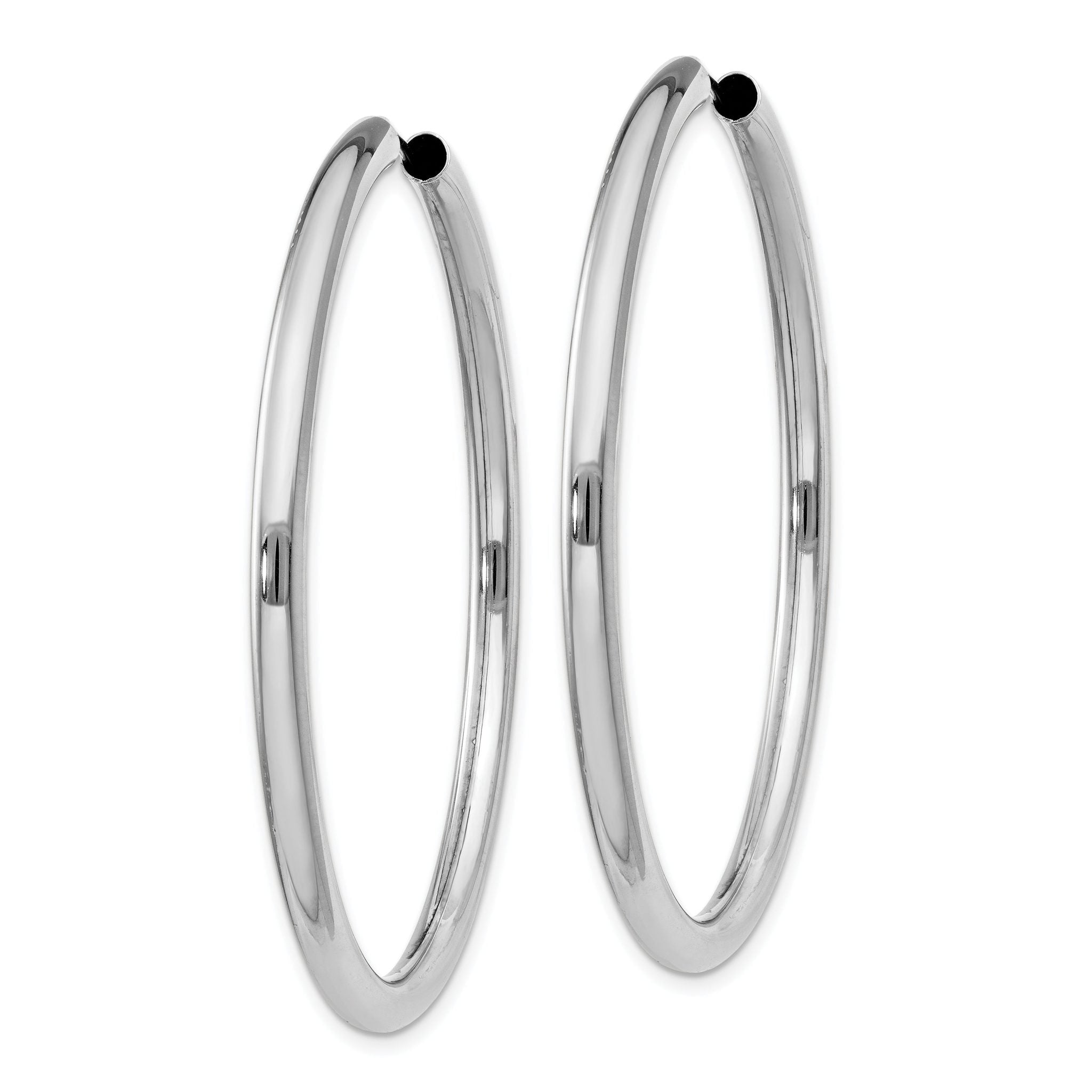 Sterling Silver Rhodium-Plated Endless Hoop Earrings with Polished Finish