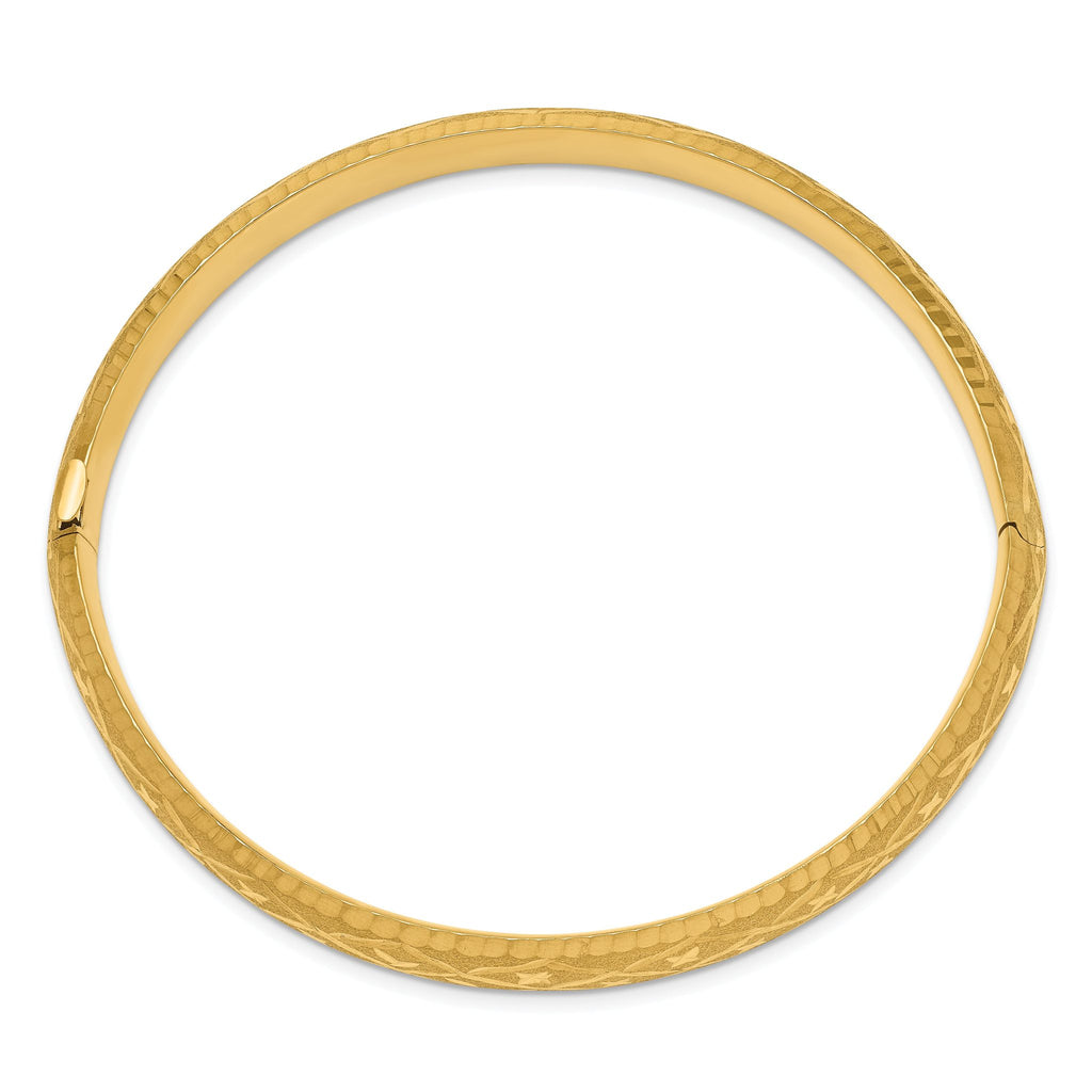 10k 5/16 Diamond-cut Fancy Hinged Bangle Bracelet