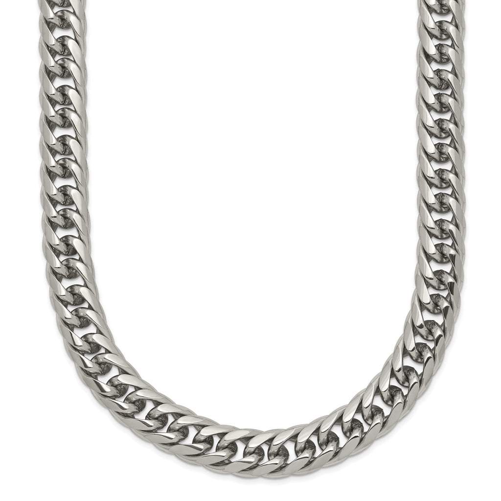 Polished Double Curb Chain Necklace in Stainless Steel, 7.25mm