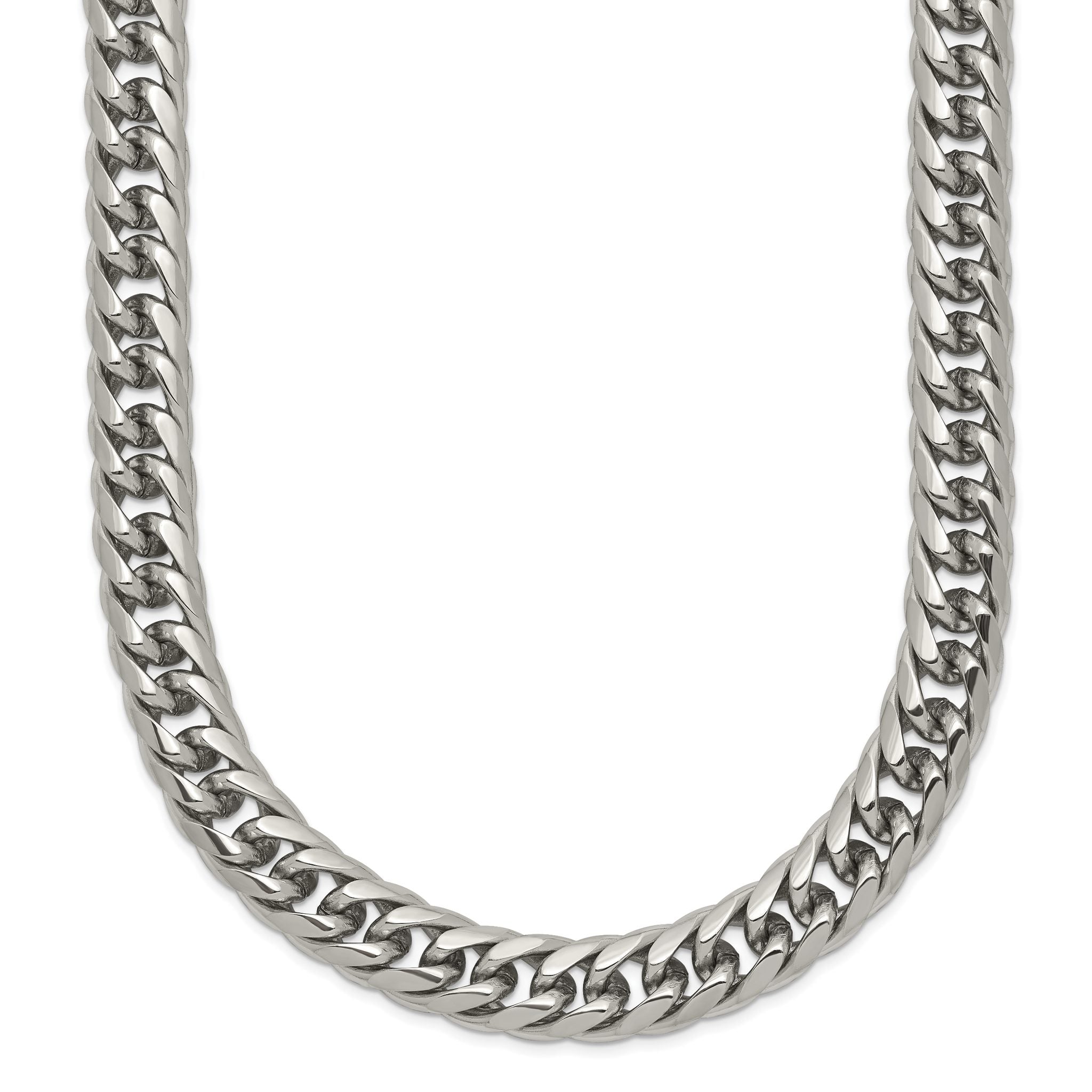 Polished Double Curb Chain Necklace in Stainless Steel, 7.25mm