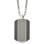 Stainless Steel Brushed & Polished Black IP Grey CarbonFiber Inlay Necklace
