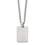 Chisel Stainless Steel Polished Rectangle Dog Tag on a 24 inch Curb Chain Necklace
