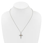 Shey Couture Sterling Silver Rhodium-plated with 14k Accent Round Amethyst Textured Cross 18 inch with 2 inch Extension Necklace