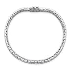 Sterling Shimmer Sterling Silver Rhodium-plated Square 3.5mm x 3.5mm CZ 54 Stone 8 inch Bracelet