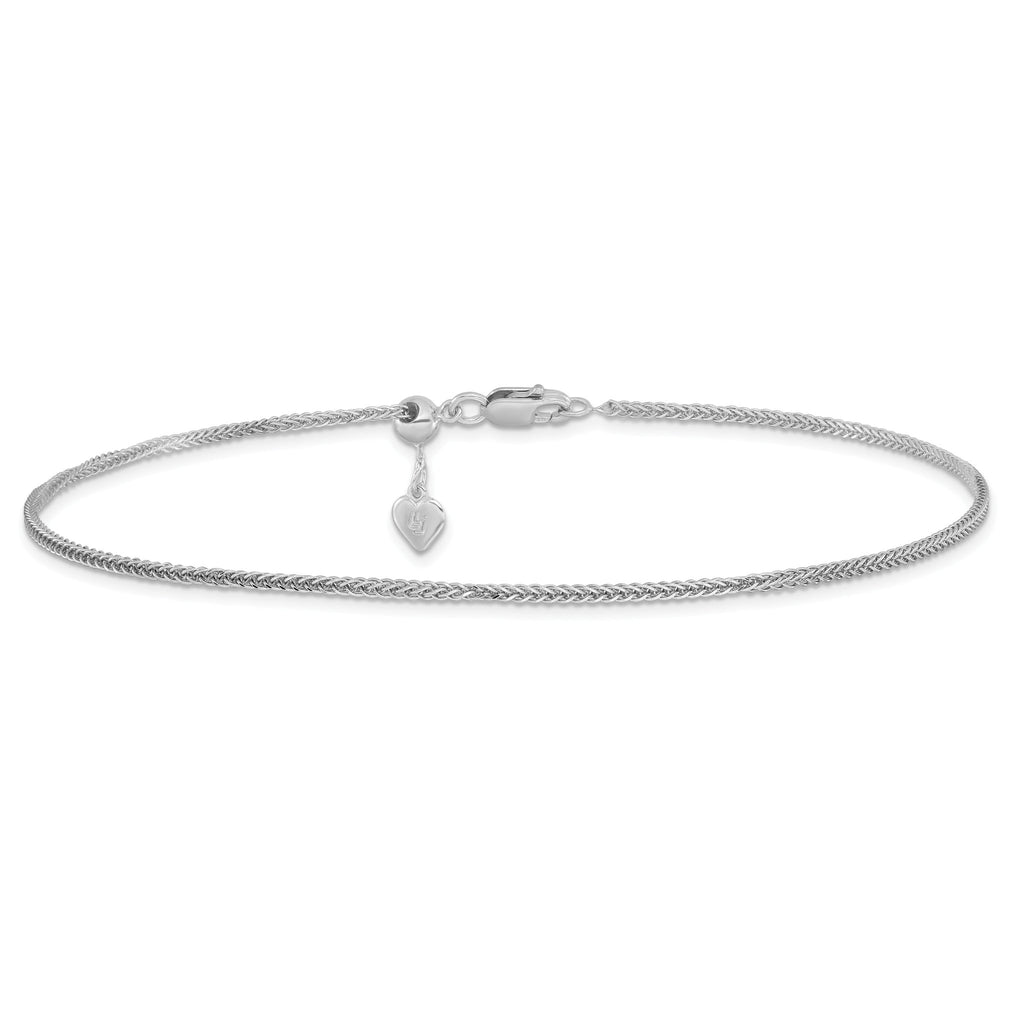 Adjustable Wheat Chain Anklet in Sterling Silver