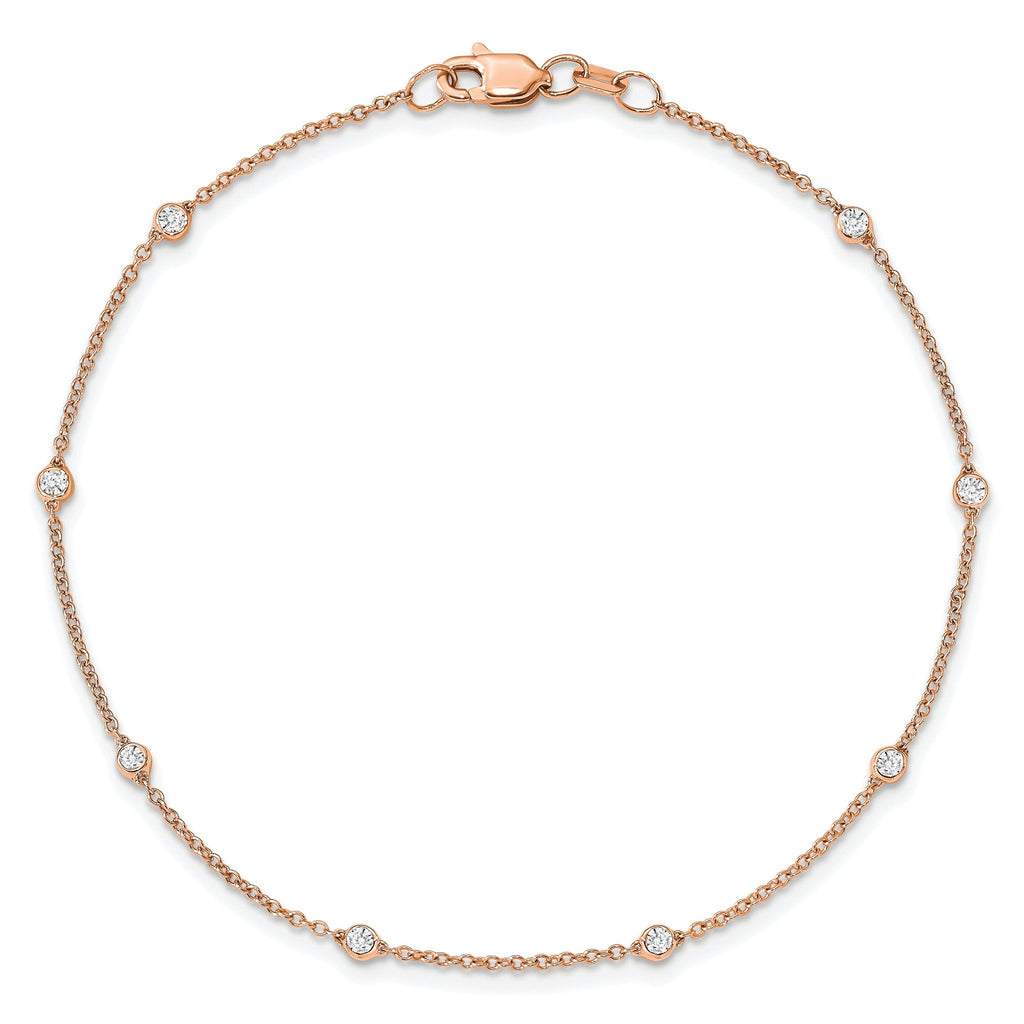 True Origin 14k Rose Gold 1/6 carat Lab Grown Diamond VS+ F+ Eight Station 8 inch Bracelet