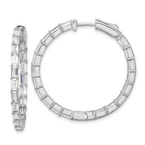 Cubic Zirconia 38-Stone Out Hoop Earrings in Sterling Silver, 36mm Hinged - Sophia Jewelers