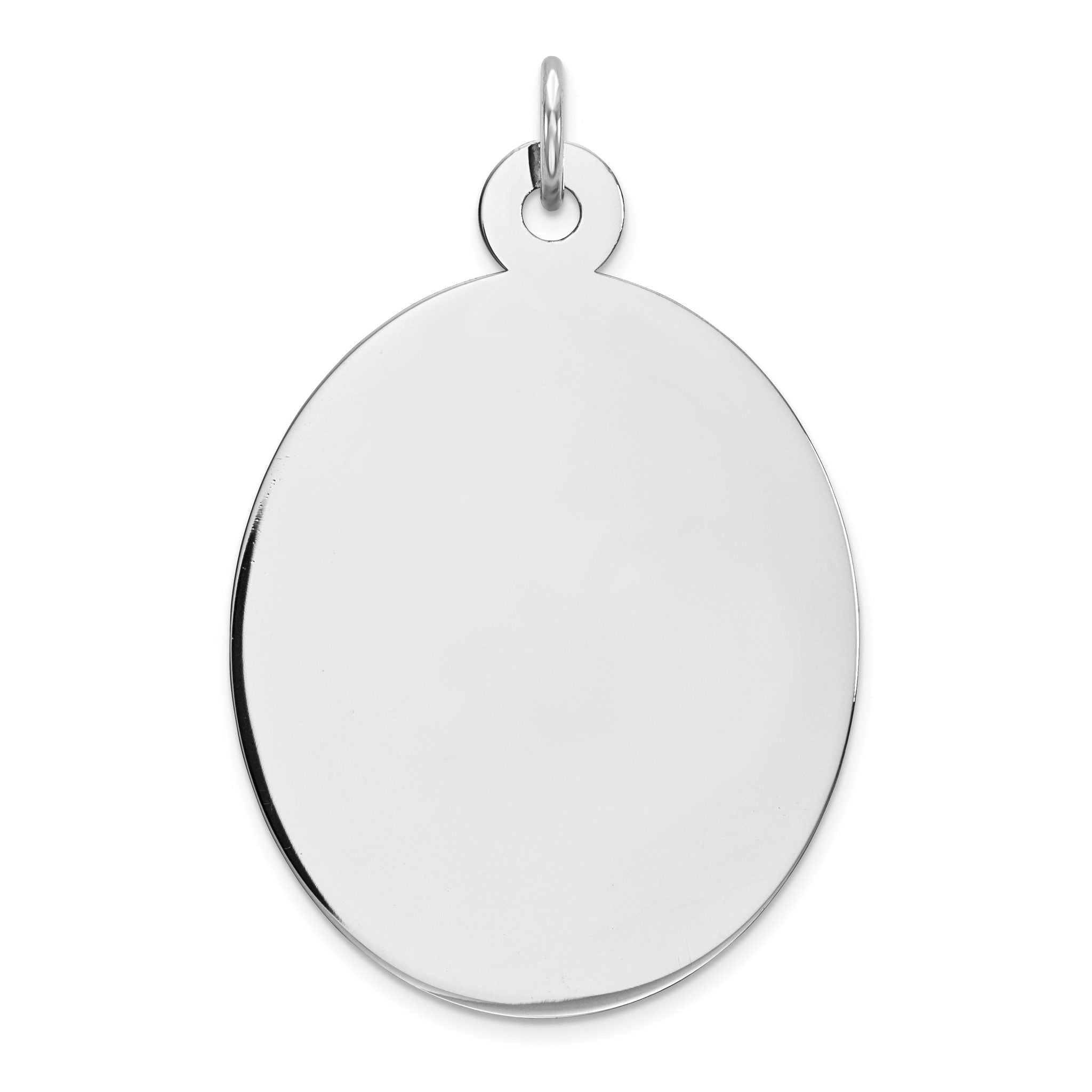 Sterling Silver Rhod-plate Eng. Oval Polish Front/Satin Back Disc Charm Main image