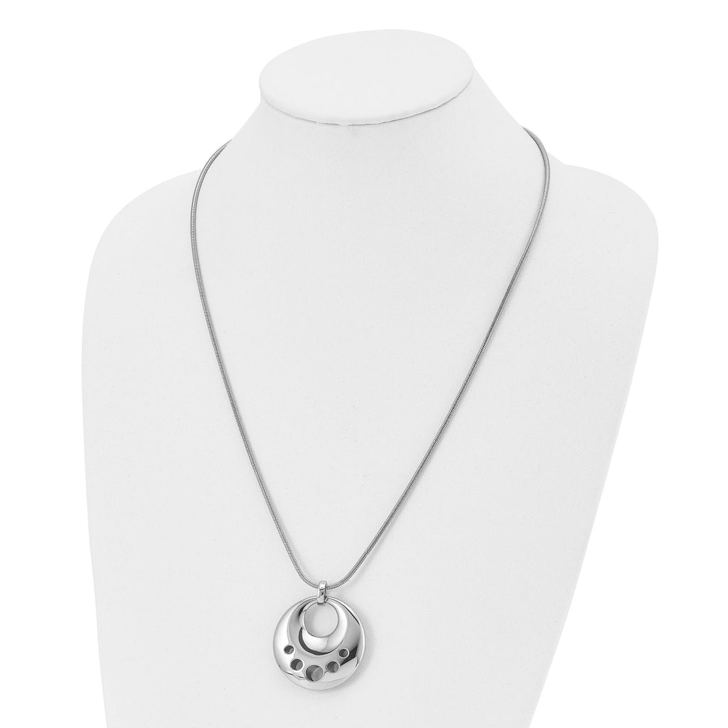 Polished Circle Cut-Out Necklace in Stainless Steel