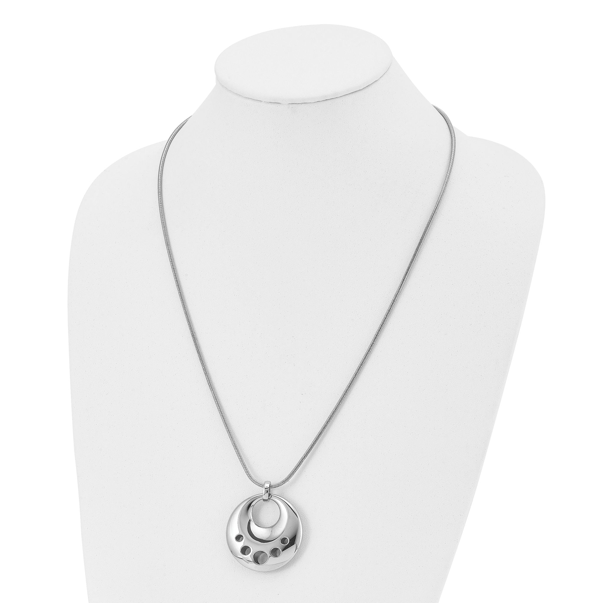 Polished Circle Cut-Out Necklace in Stainless Steel