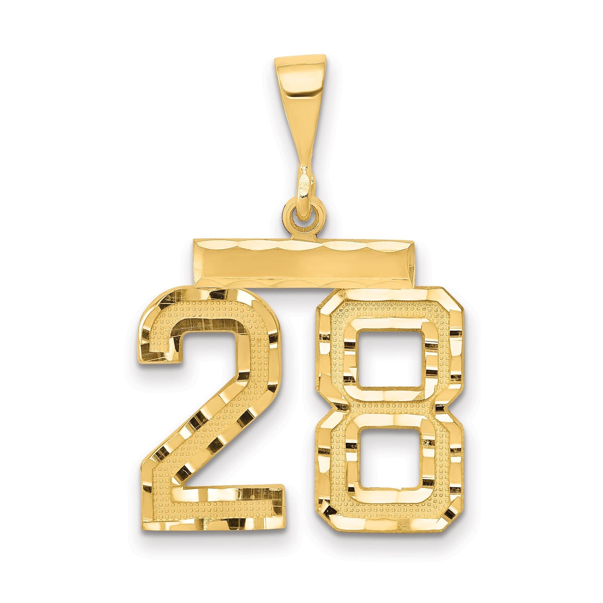 14K Gold Diamond-Cut Number 28 Charm with Polished Finish Main image