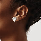 Sterling Silver Polished Puffed Heart Post Earrings