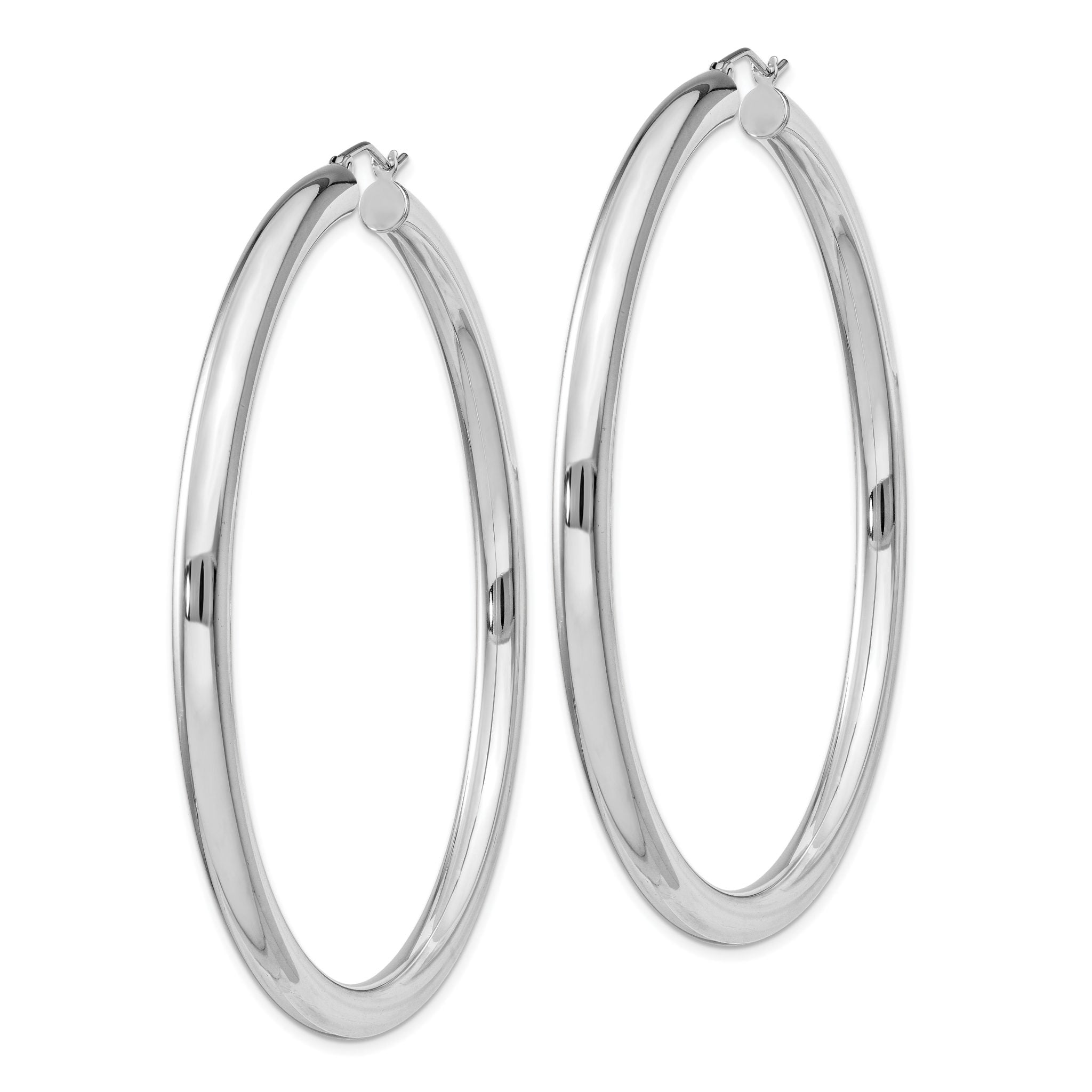 Sterling Silver Rhodium-plated 4mm Round Hoop Earrings Secondary image