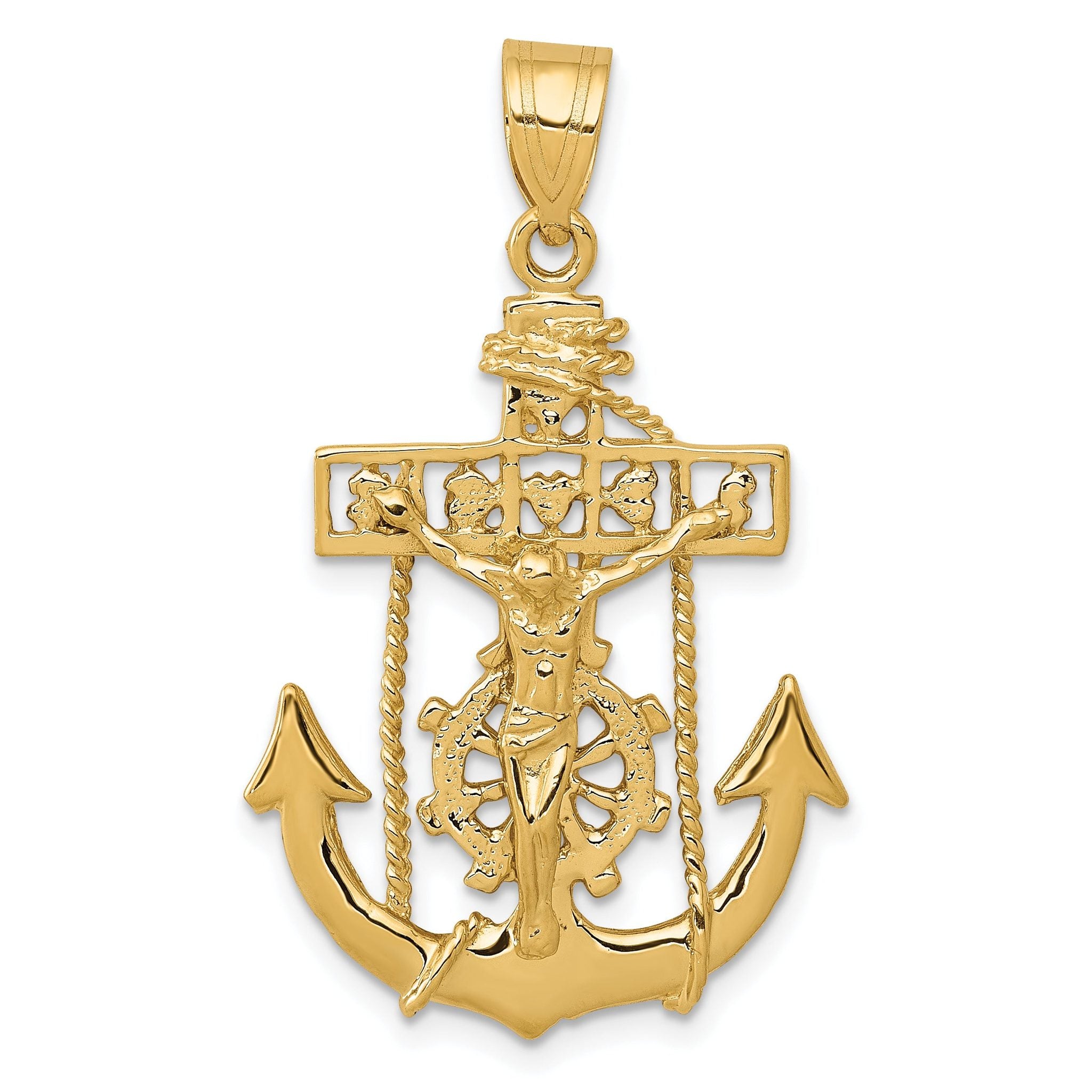 14K Gold Mariners Cross Pendant with Elegant Yellow Finish Main image