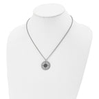 Chisel Stainless Steel Polished Enameled NOT ALL WHO WANDER ARE LOST Compass Pendant on a 22in Cable Chain Necklace
