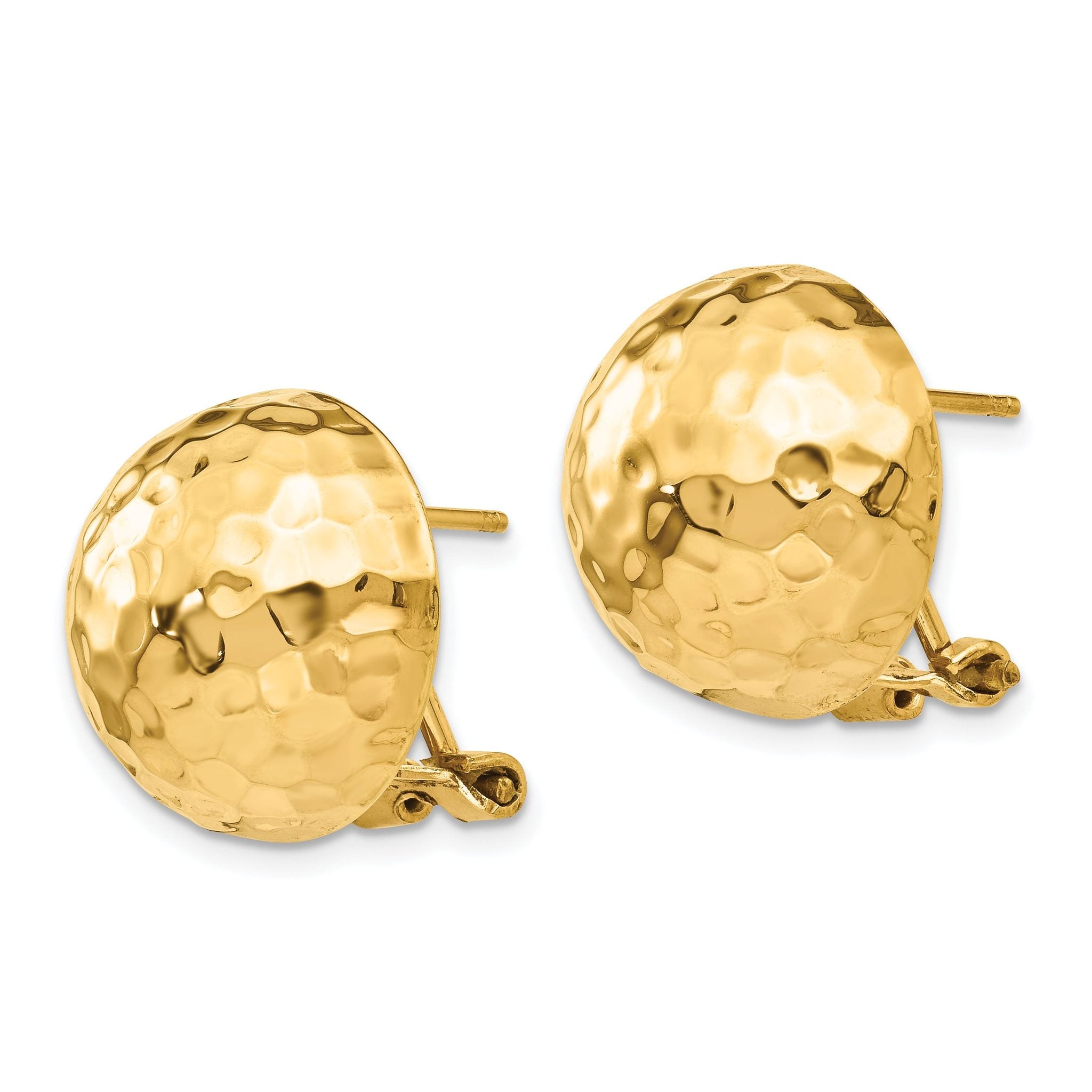 14k Hammered Omega Back Post Earrings Secondary image