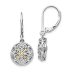 Sophia Jewelers Vintage Sterling Silver 14K Gold Diamond Dangle Earrings
