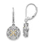 Sophia Jewelers Vintage Sterling Silver 14K Gold Diamond Dangle Earrings