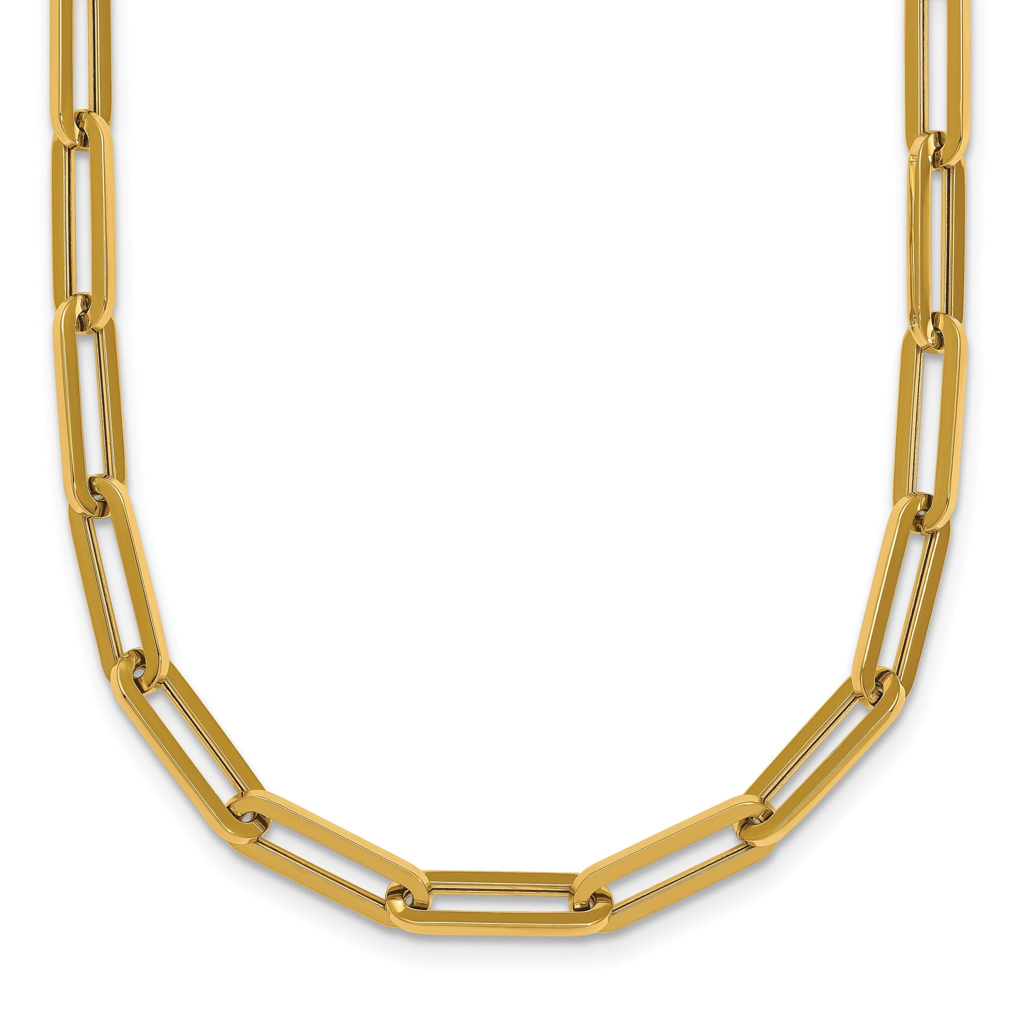 14k Polished 4.3mm Paperclip Link 18 inch Necklace