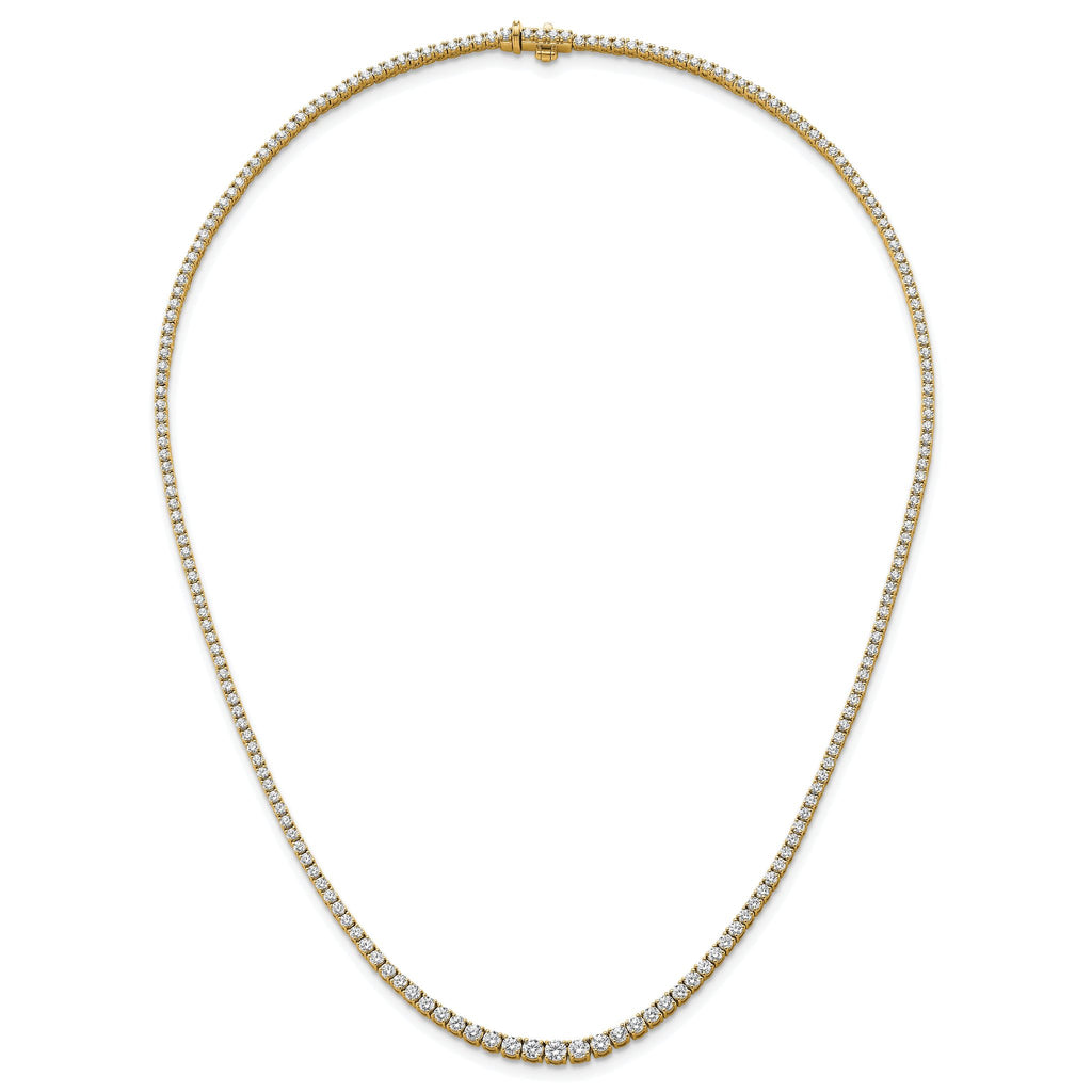 14k 5 3/8 carat Lab Grown Diamond VS/SI+ G+ Complete Round 18 inch Graduated Tennis Necklace