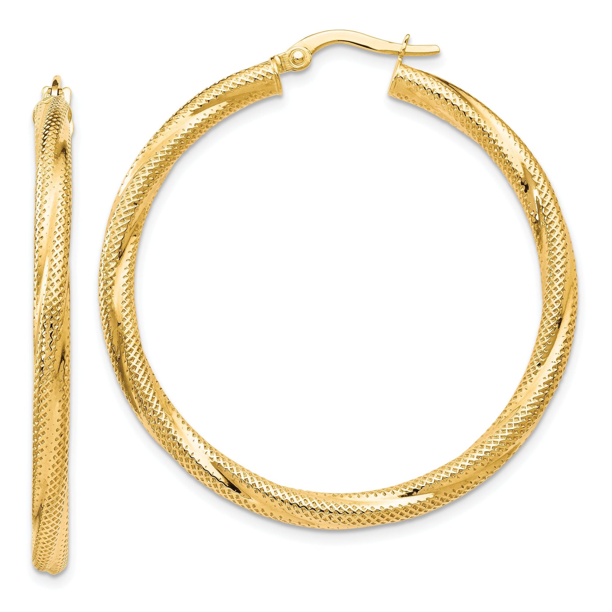 10K Twisted Hinged Hoop Earrings Main image