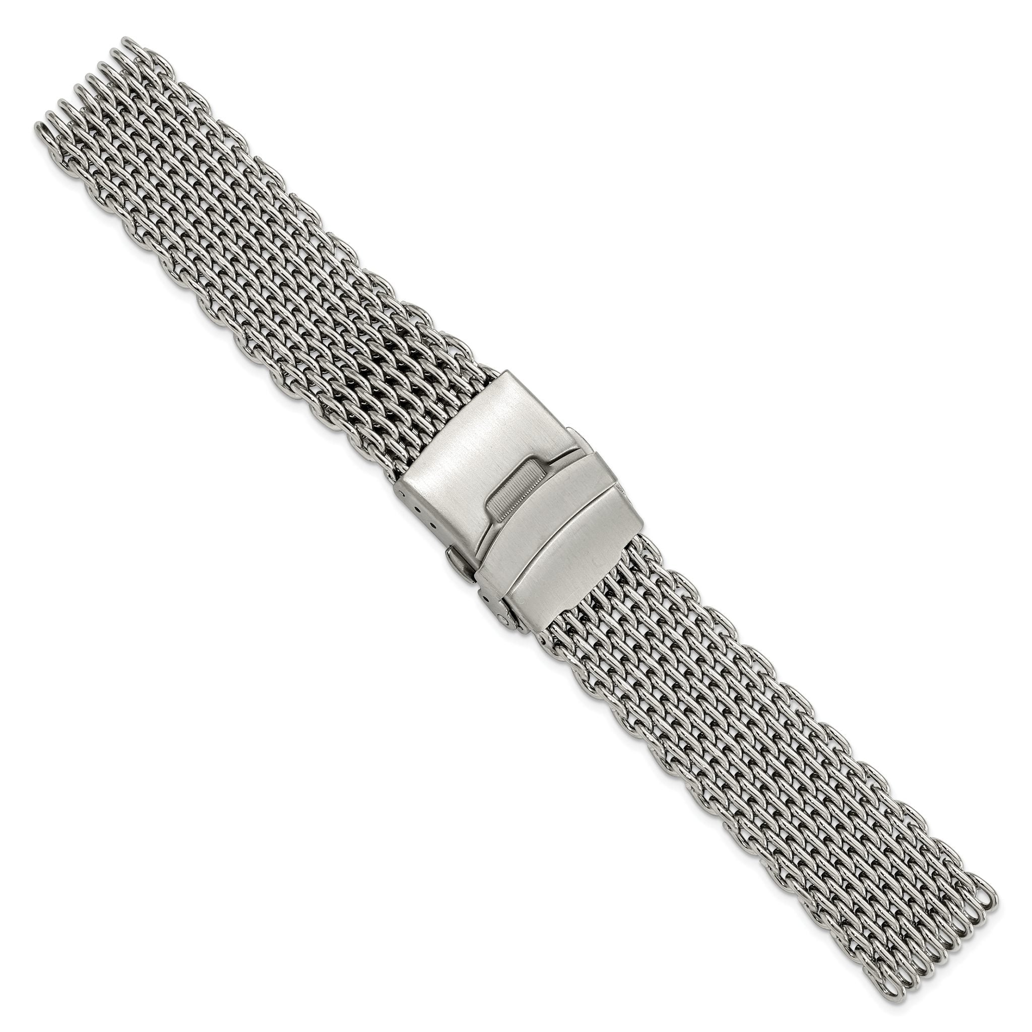 20mm Stainless Steel Shark Mesh with Divers Clasp 7 inch Watch Strap Secondary image