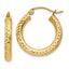 10k Diamond-cut 3mm Round Hoop Earrings