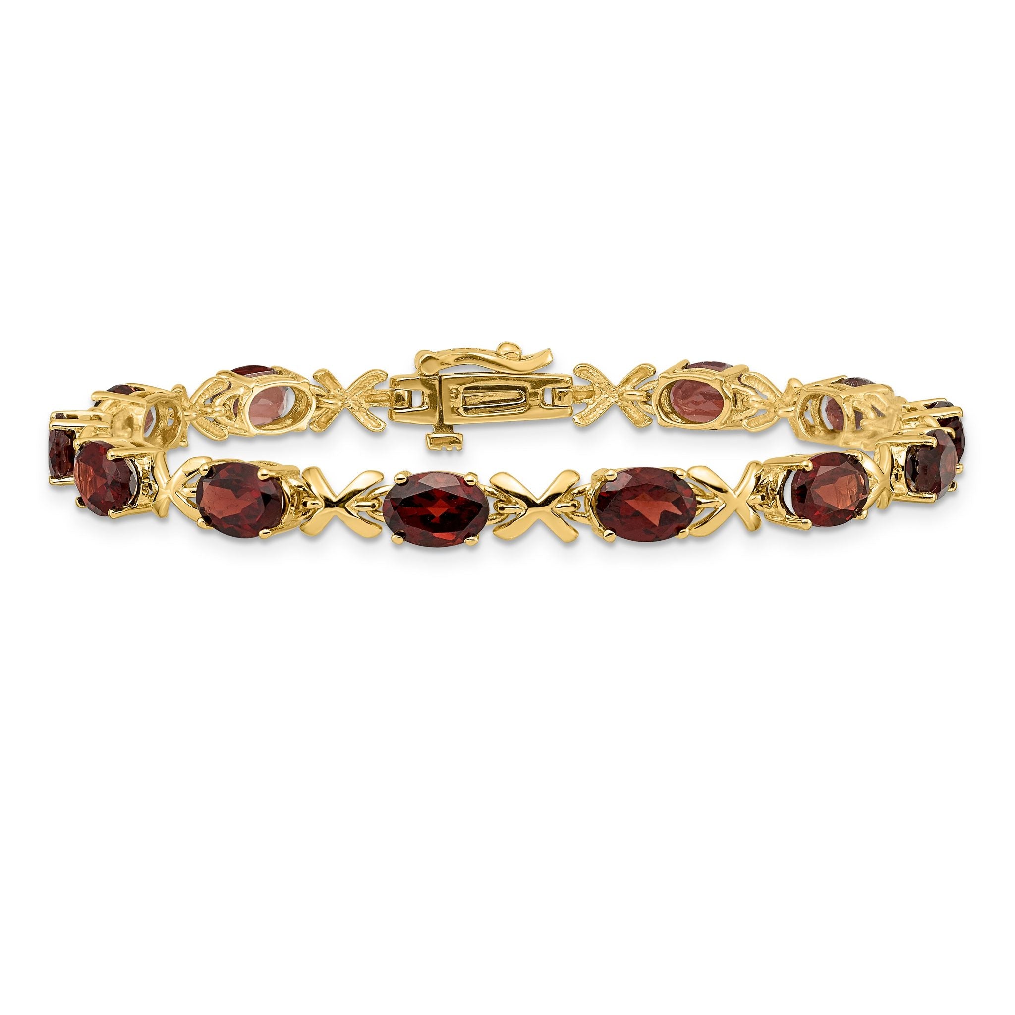 14k 7x5mm Oval Garnet Bracelet