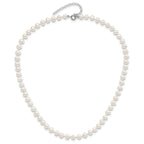 Sterling Silver Madi K Rhodium-plated 5-6mm White Semi-Round Freshwater Cultured Pearl 14 inch with 2 inch Extension Children's Necklace