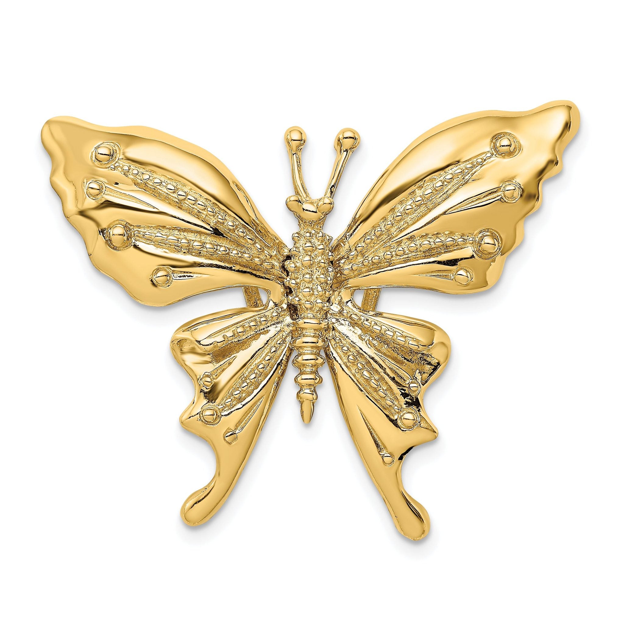 14k Polished and Beaded Butterfly Slide Charm Main image