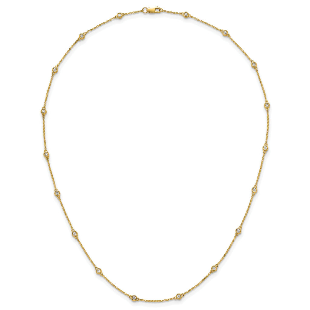 14k Complete 3/8 carat Bezel-set Diamond and Cable Chain 16-Station 16 inch Necklace