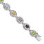 Sterling Silver 925 Multi-Gemstone Bracelet with Rhodium Polish Elegant Design