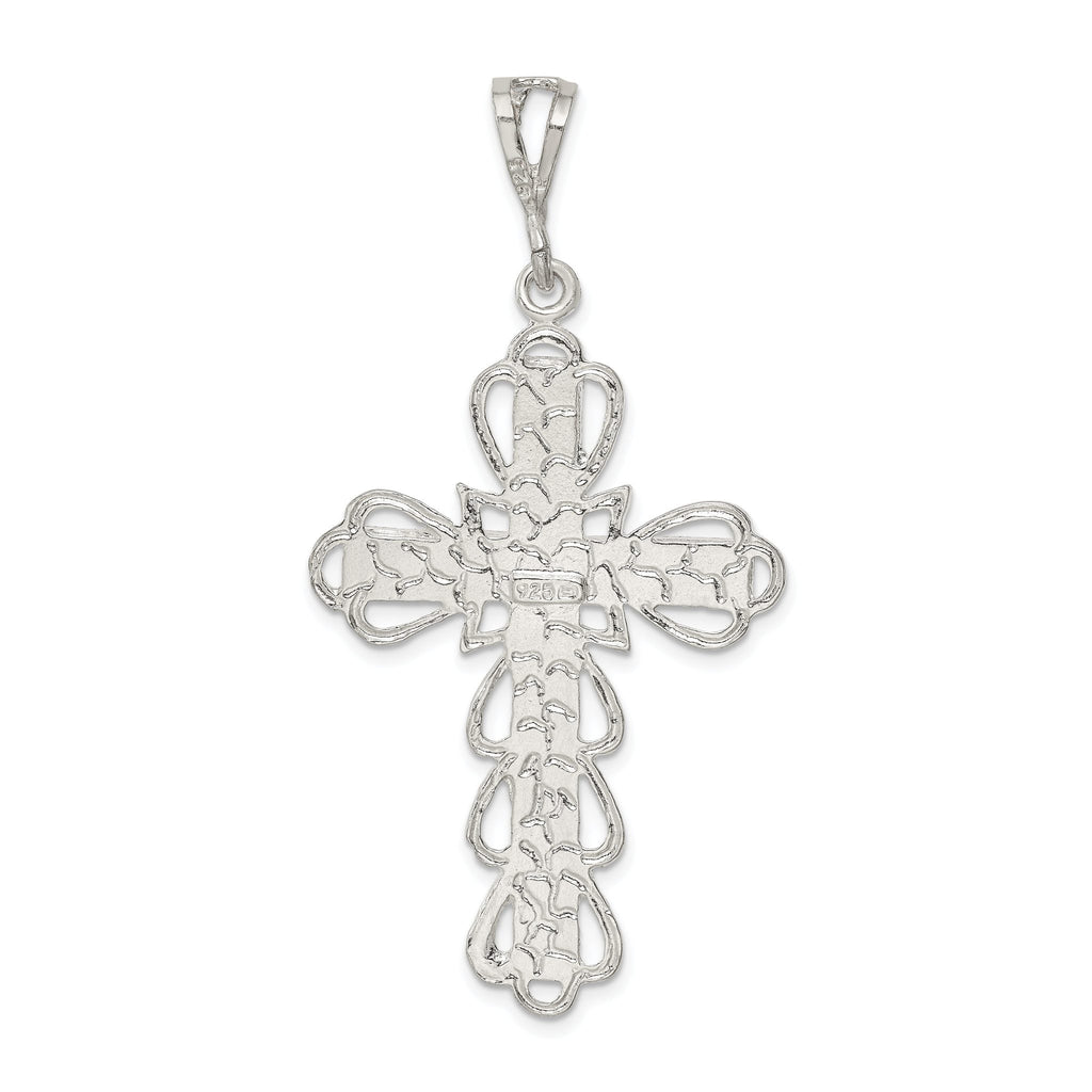 Sterling Silver 925 Diamond-Cut Crucifix Pendant with Polished Anti-Tarnish Finish