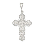 Sterling Silver 925 Diamond-Cut Crucifix Pendant with Polished Anti-Tarnish Finish