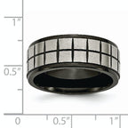 Brushed Wedding Band in Titanium with Black IP Center, 9mm