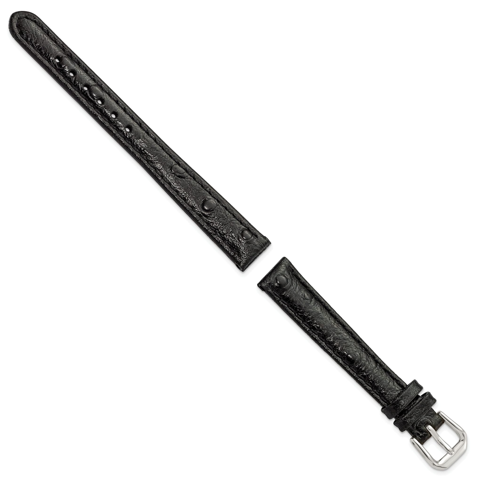 Ostrich Grain Leather Watch Band in Black, 12mm Secondary image