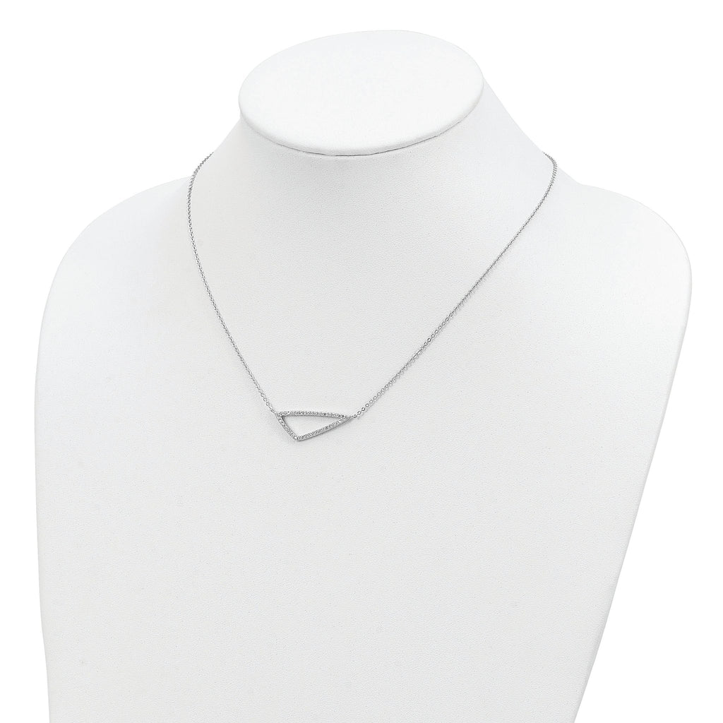 Sterling Silver Rhodium-plated CZ Triangle Necklace