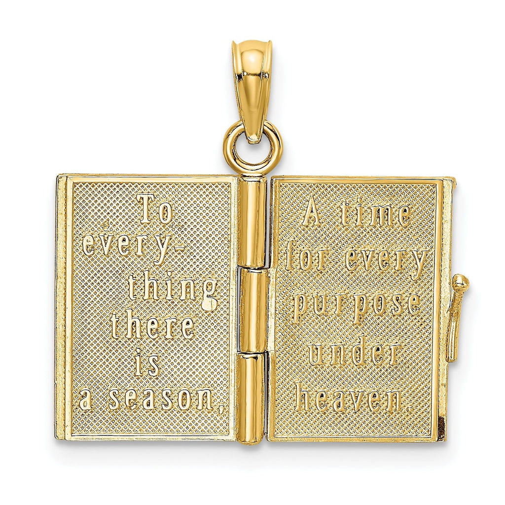 14K 3-D w/ Enamel Ecclesiastes Book w/ Moveable Pages Charm