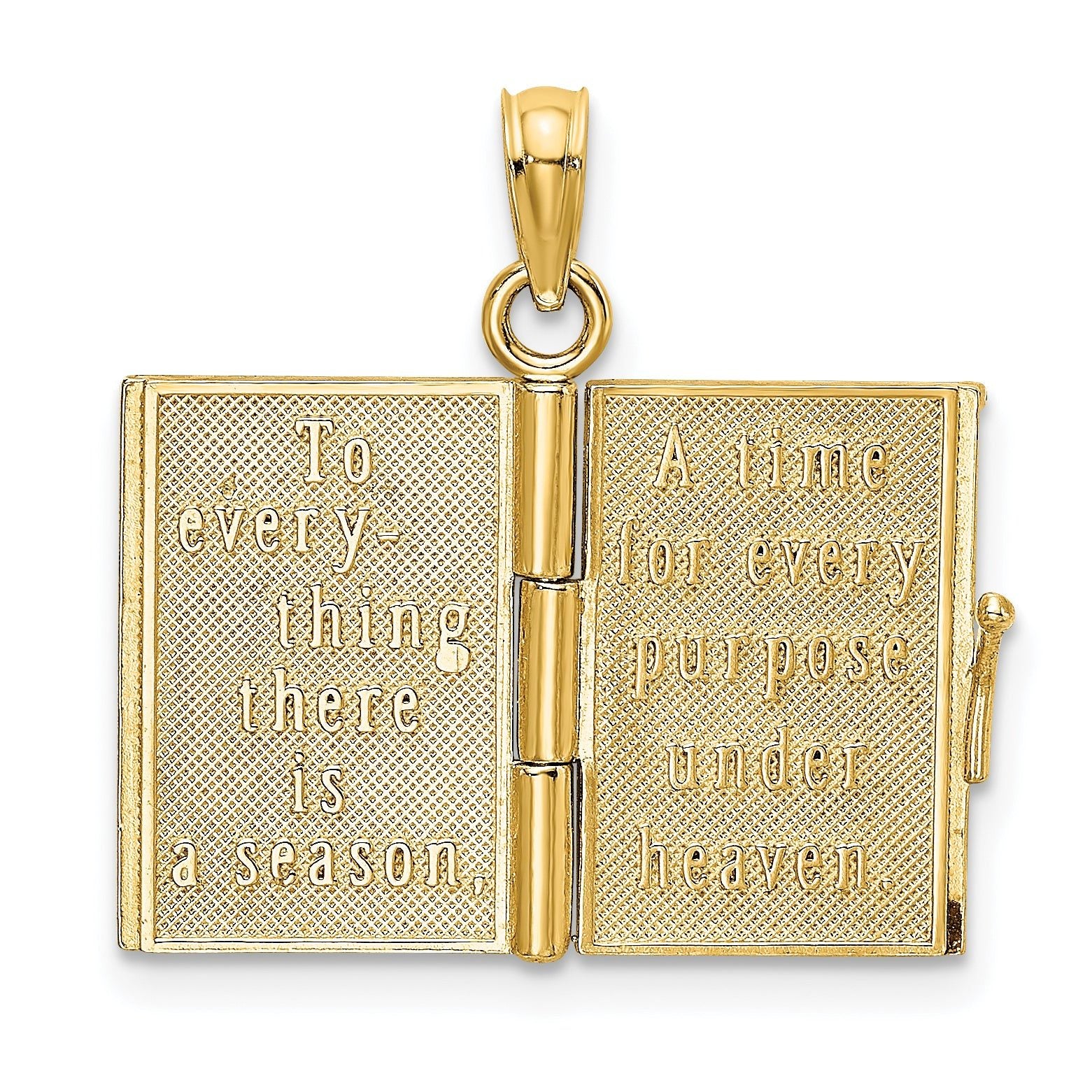 14K 3-D w/ Enamel Ecclesiastes Book w/ Moveable Pages Charm