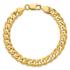 14K 8 inch 8.5mm Flat Beveled Curb with Lobster Clasp Bracelet