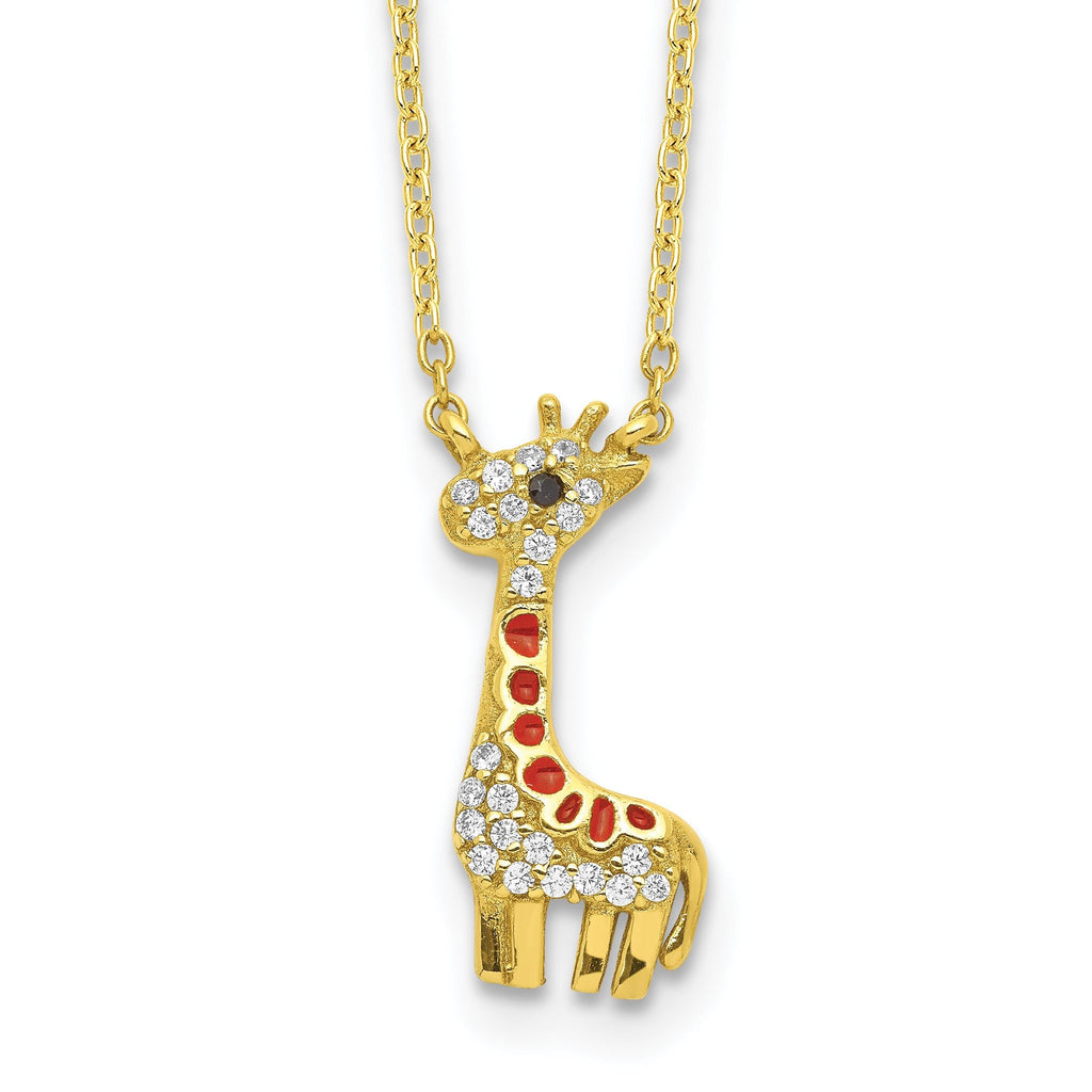 Cheryl Sterling Silver Gold-Plated CZ Giraffe Necklace Elegant Gift Ready Design