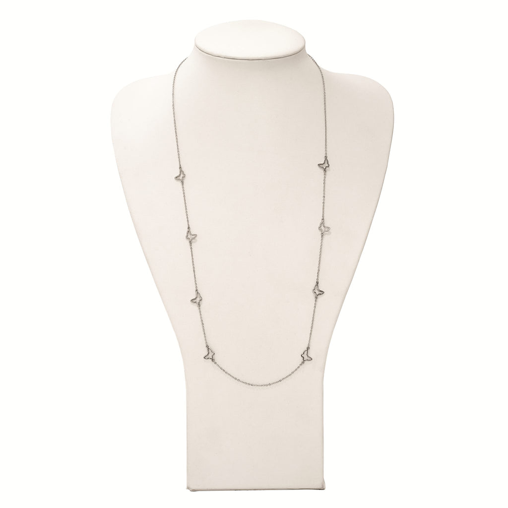 Polished Butterflies Necklace in Stainless Steel