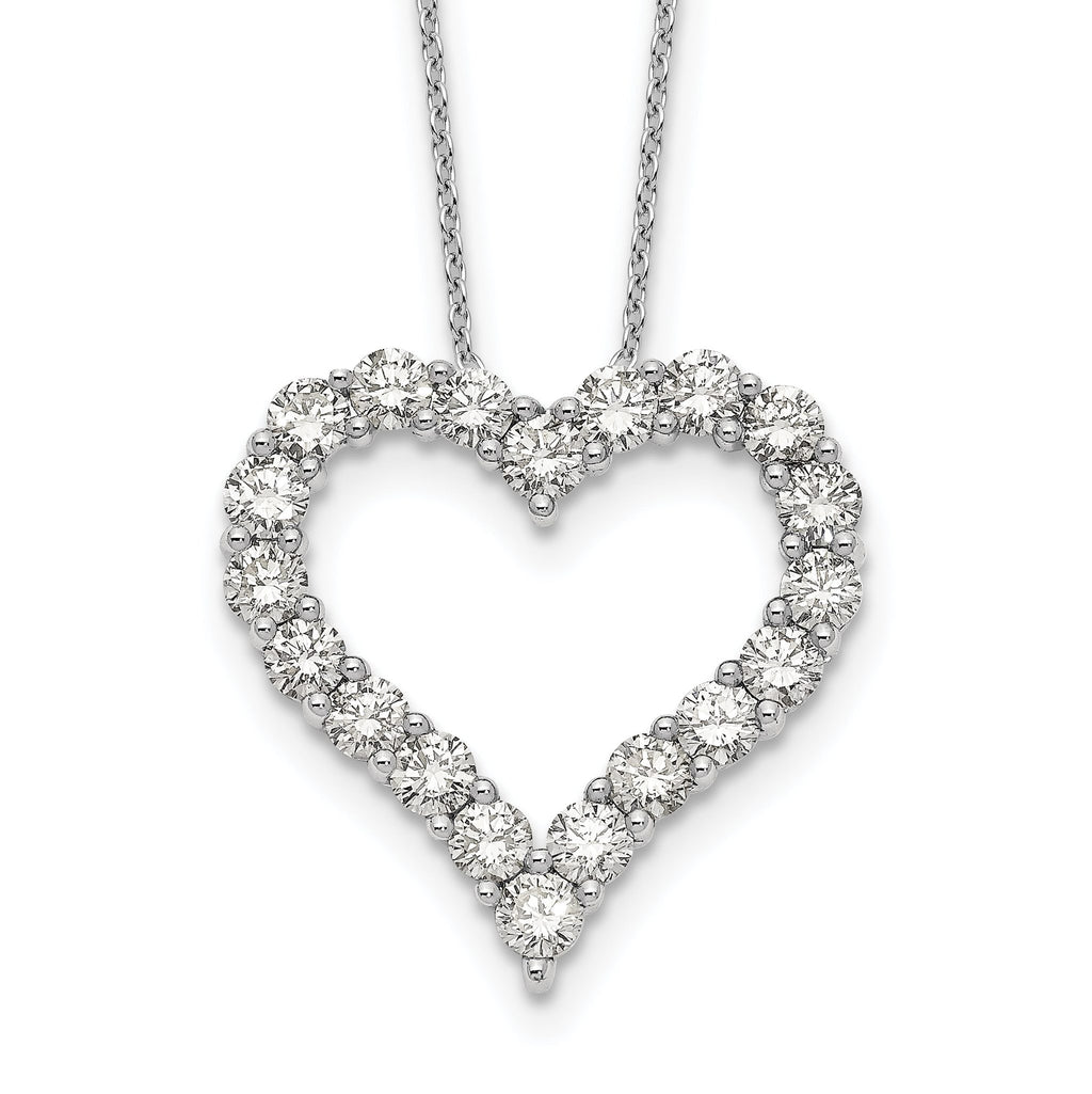14k White Gold 2 carat Lab Grown Diamond VS/SI+ G+ Complete 18 inch Heart Pendant Necklace