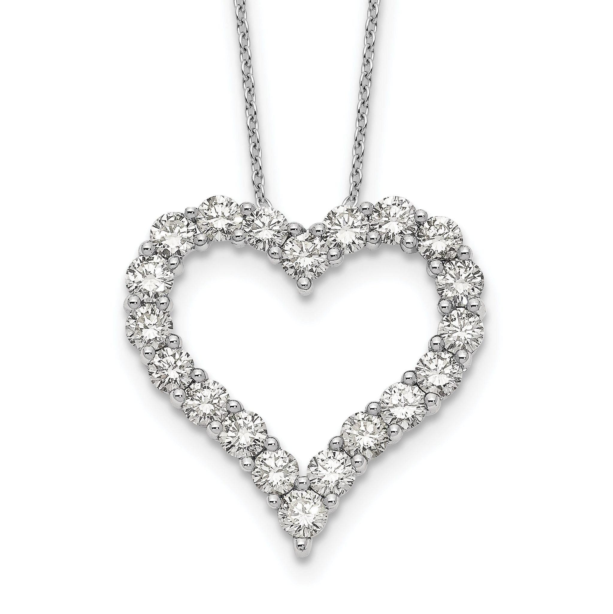 14k White Gold 2 carat Lab Grown Diamond VS/SI+ G+ Complete 18 inch Heart Pendant Necklace