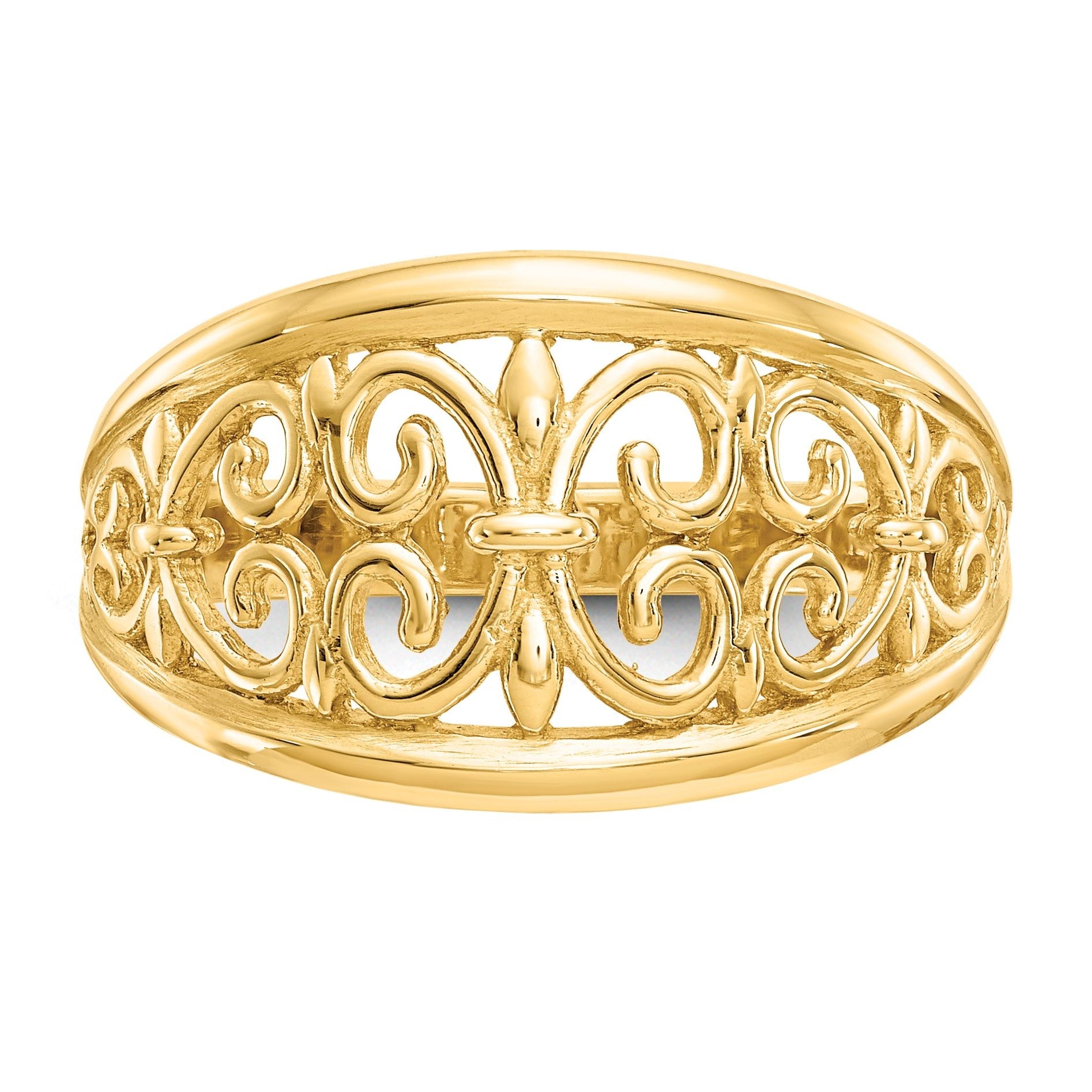 14K Fleur-De-Lis Tapered Ring