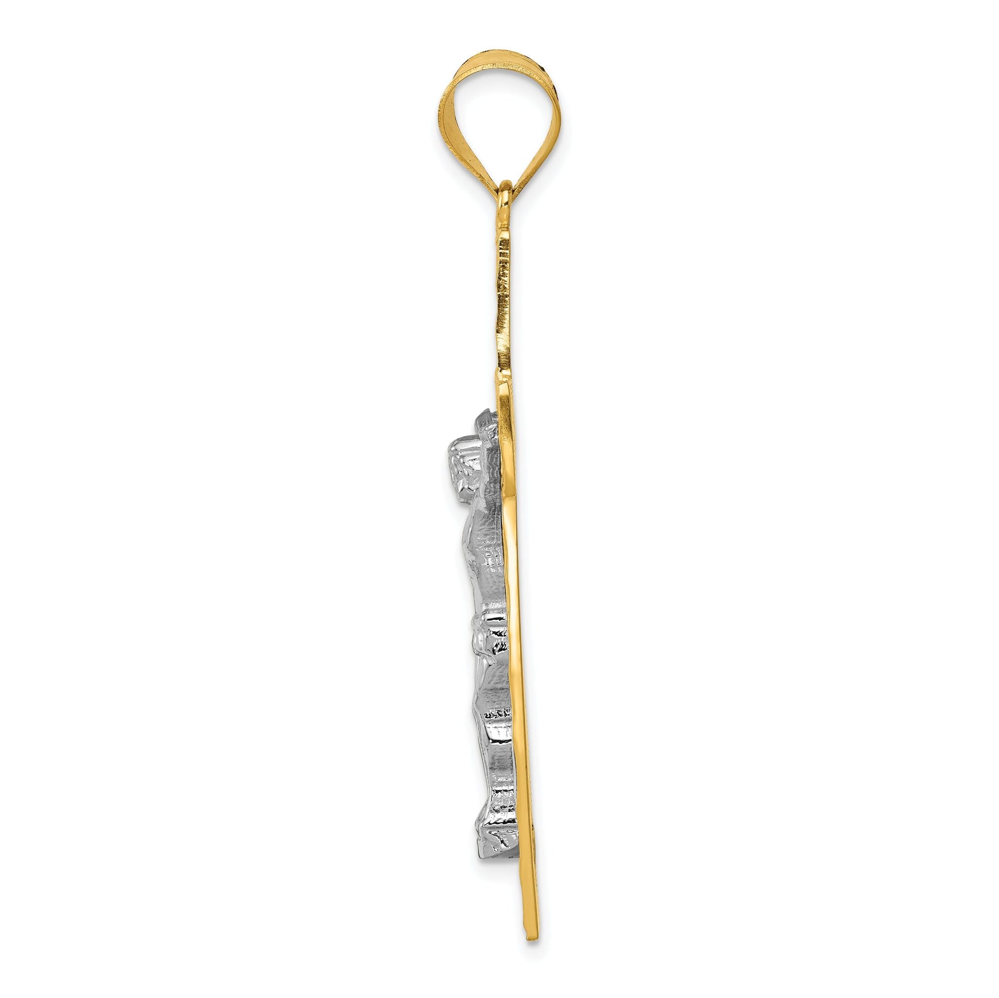 14K Two-Tone Gold Crucifix Pendant with Diamond-Cut Polished Finish Secondary image
