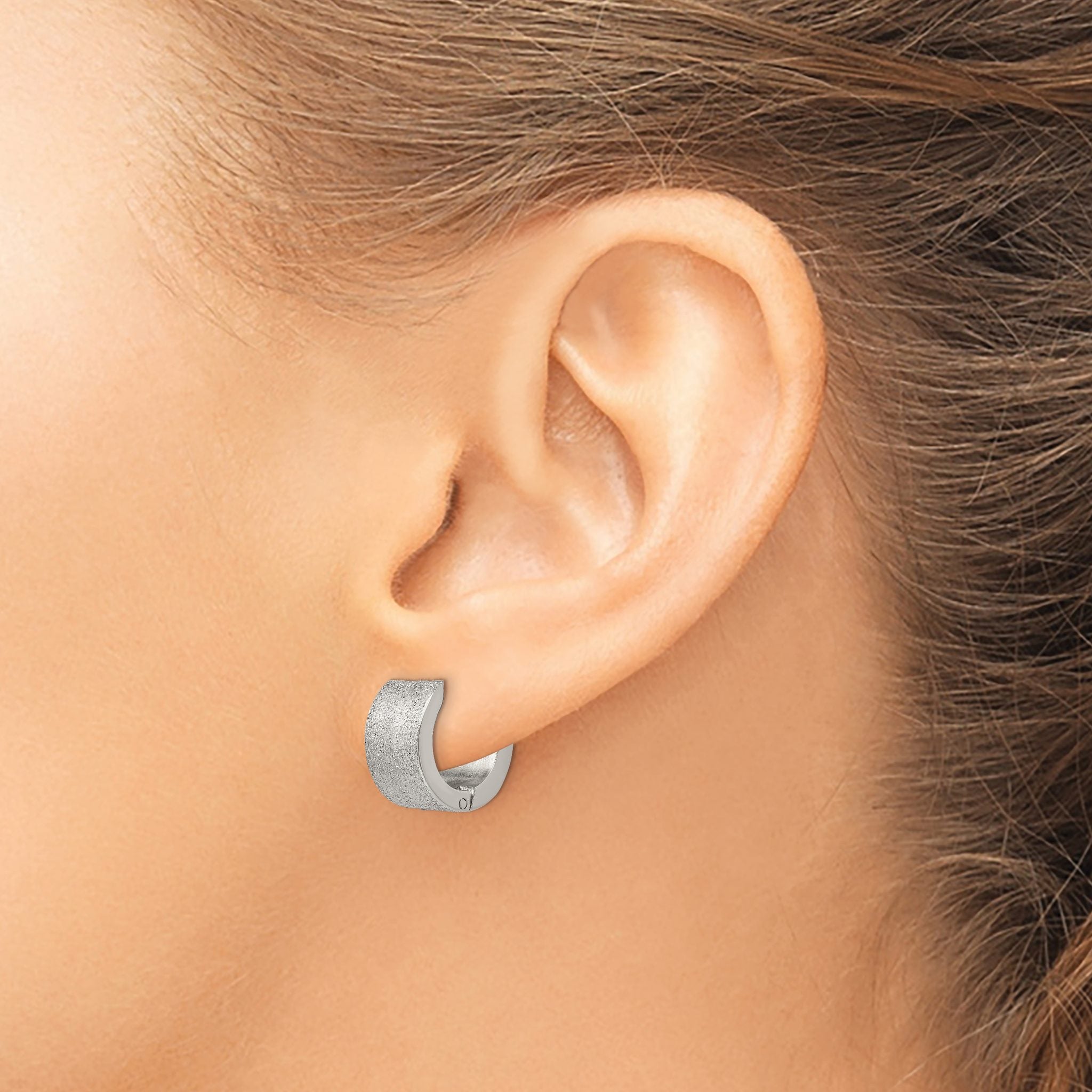 Stainless Steel Polished Hinged Huggie Hoop Earrings