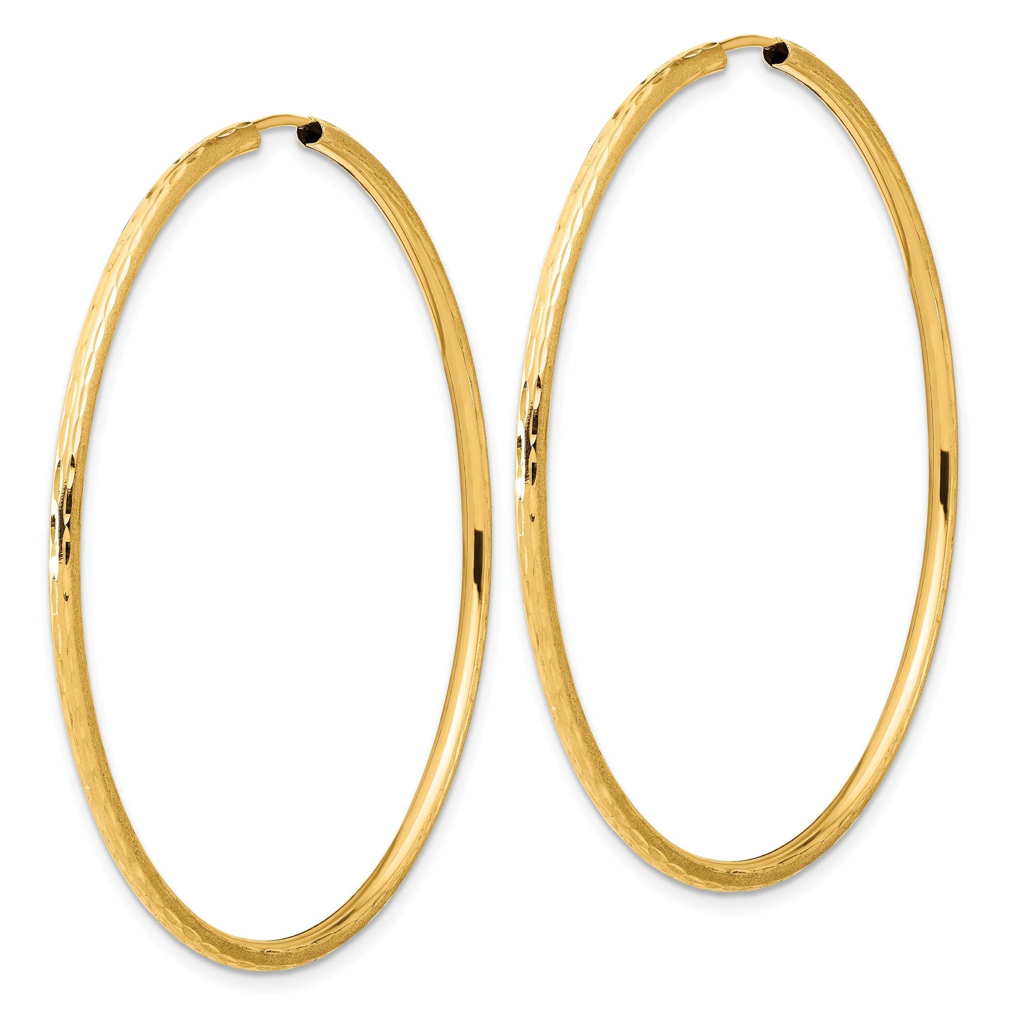 14k Polished and Satin D/C 2.00mm Endless Hoop Earrings Secondary image