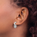Sterling Silver RH-plat Polish/Brush Dangle Post Earrings